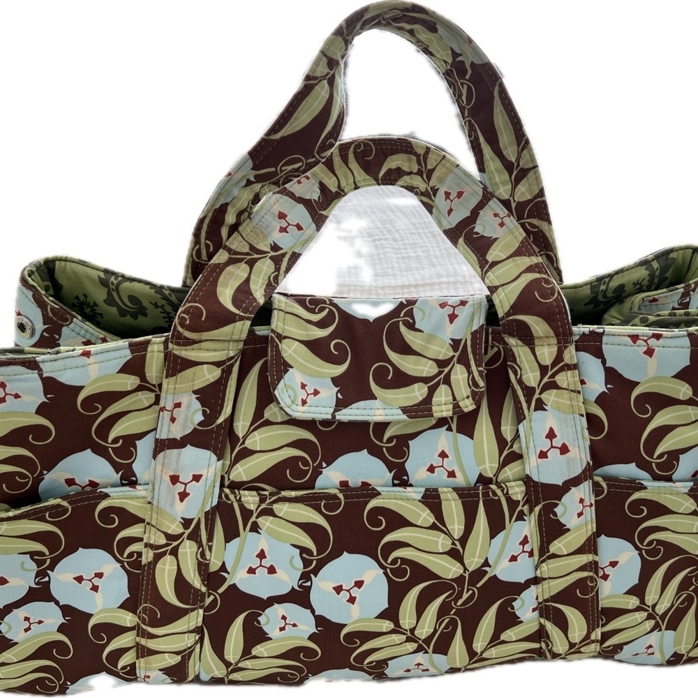 Amy Butler / Rowan Floral Patterned Tote Bag 100% Cotton;  magnetic closures